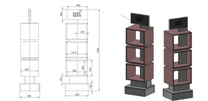Regal-Display Höhe: 160 cm Breite: 45 cm Tiefe: 39 cm